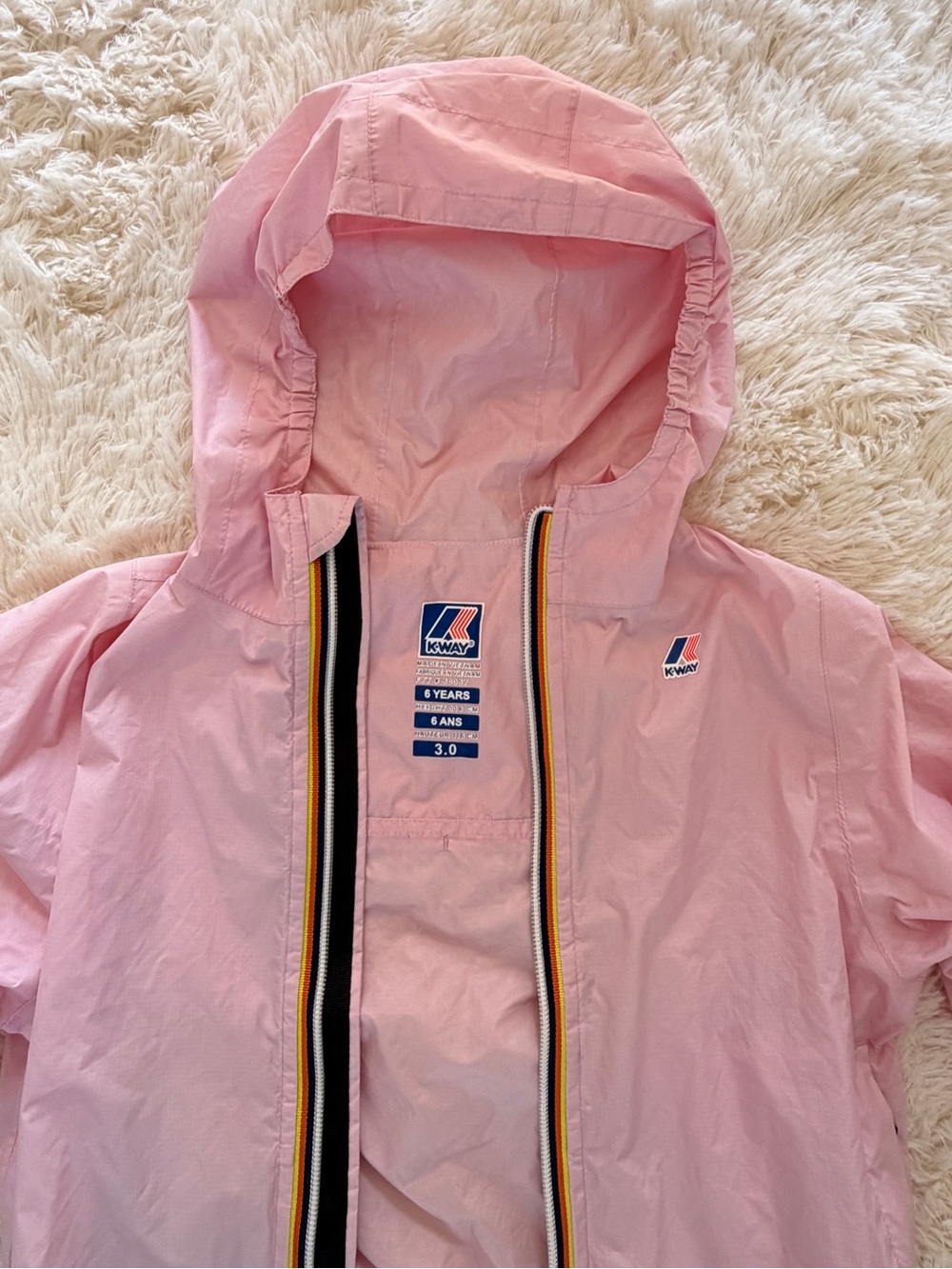 K-Way Le Vrai 3.0 Claude Pink Packable Rain Jacket Girls Size 6Y - Picture 2 of 6